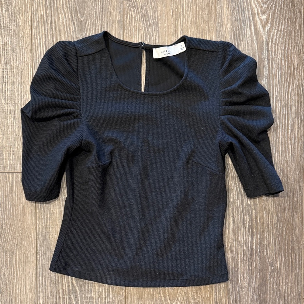 Black Puff Sleeve Blouse